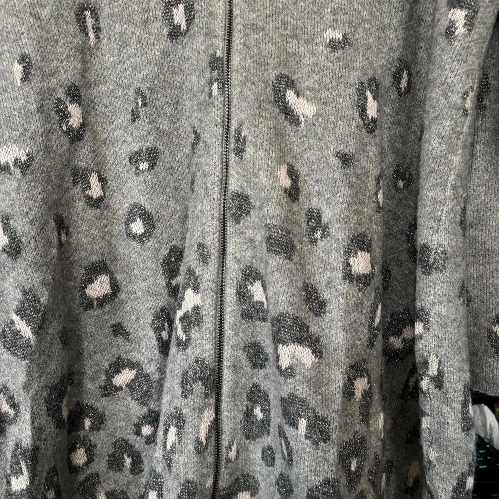Chico's Animal Print Cardigan Sweater 3 Wool Women's XL Lagenlook Lounge Fall - Picture 3 of 4